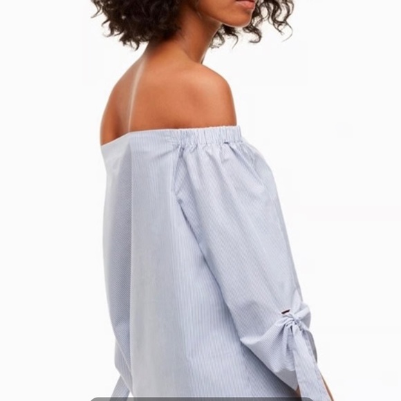 Aritzia Babaton Malik Off Shoulder Pin Striped Top - Picture 2 of 11